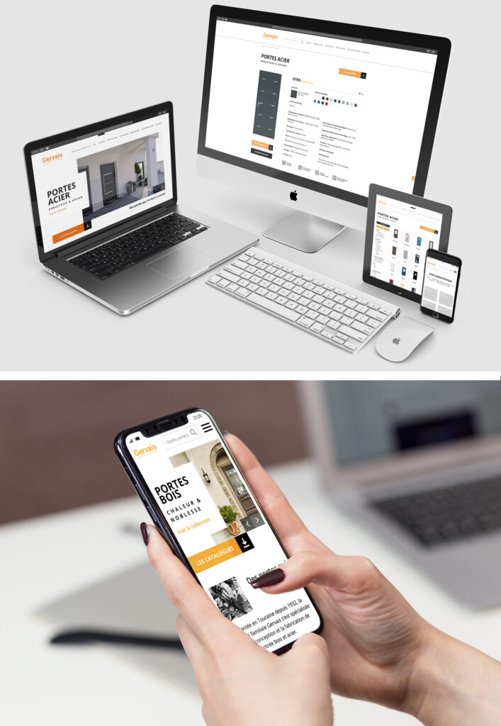 Different supports pour présenter le site Portes Gervais